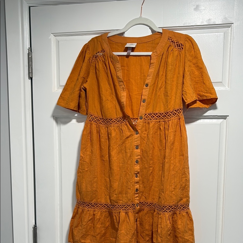 Orange Button-Down Dress